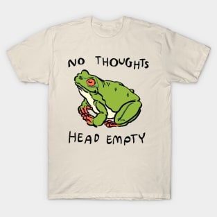 cute peaceful smiling tree frog with no thoughts head empty meme text T-Shirt